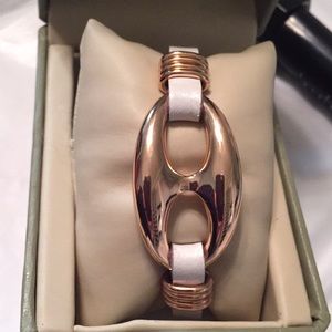 SALE!!! White Leather  Equestrian-Style Bracelet